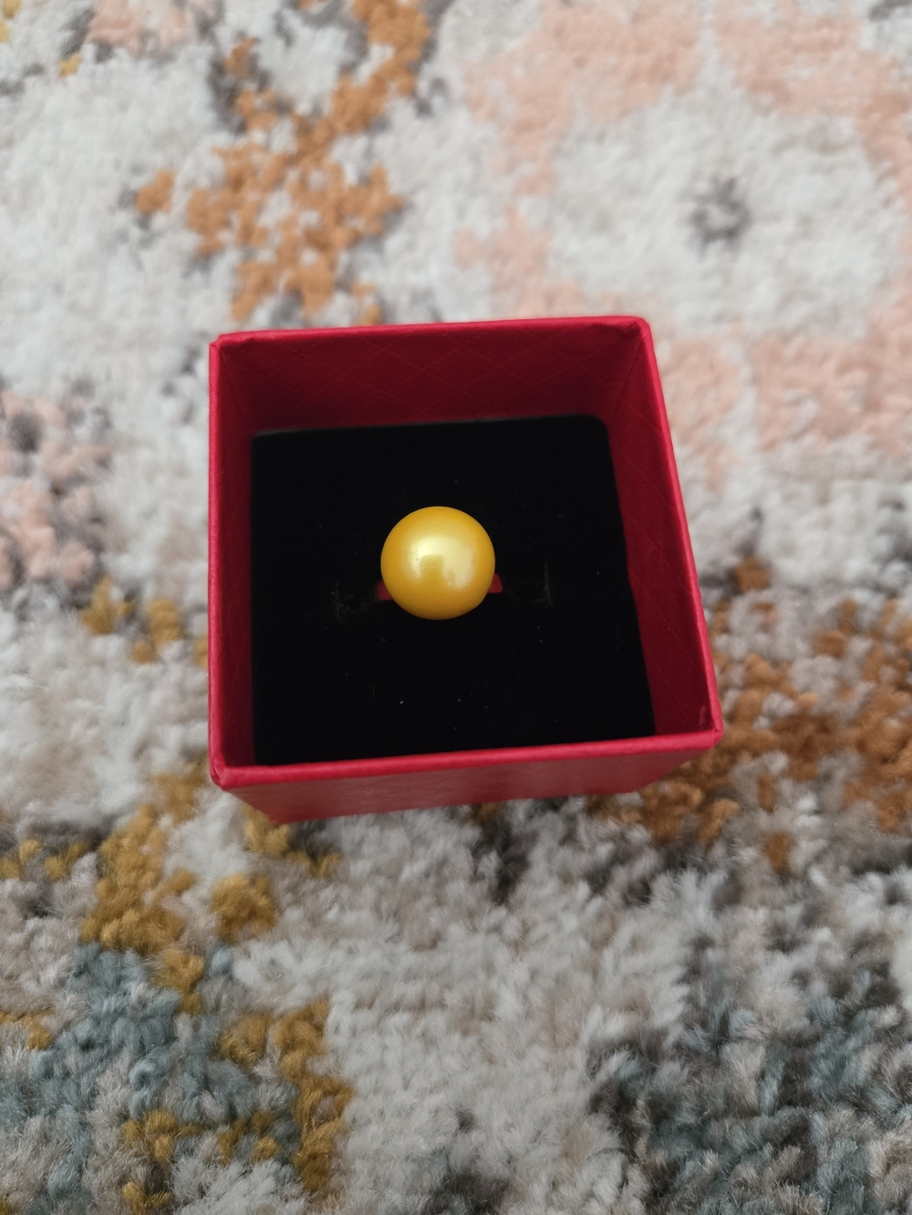 Real Edison Yellow Pearl-Style Statement Ring - Women Jewelry